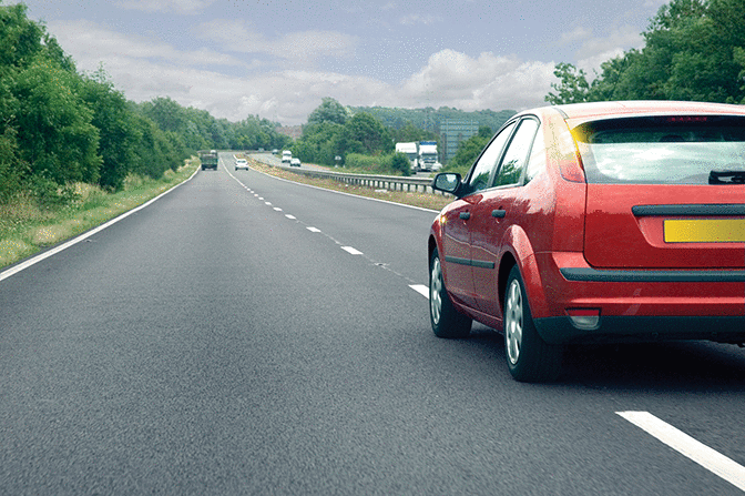 Attitude - You're driving along this road. What should you do if the red car cuts in close in front of you?