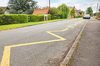 Vulnerable road users - The road outside this school is marked with yellow zigzag lines. What do these lines mean?