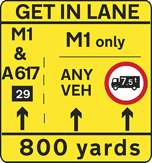 Road and traffic signs - You're on a motorway. Your lorry has a maximum authorised mass of more than 7.5 tonnes. What does this sign mean to you?