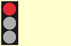 Road and traffic signs - You're approaching traffic lights. Only the red light is showing. Which series of lights will show next?