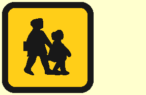 Carrying passengers - You're driving a bus displaying this sign. When can you use its hazard warning lights?