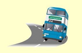 Carrying passengers - What should you be especially aware of while you're driving a double-deck bus on a road with a steep camber?